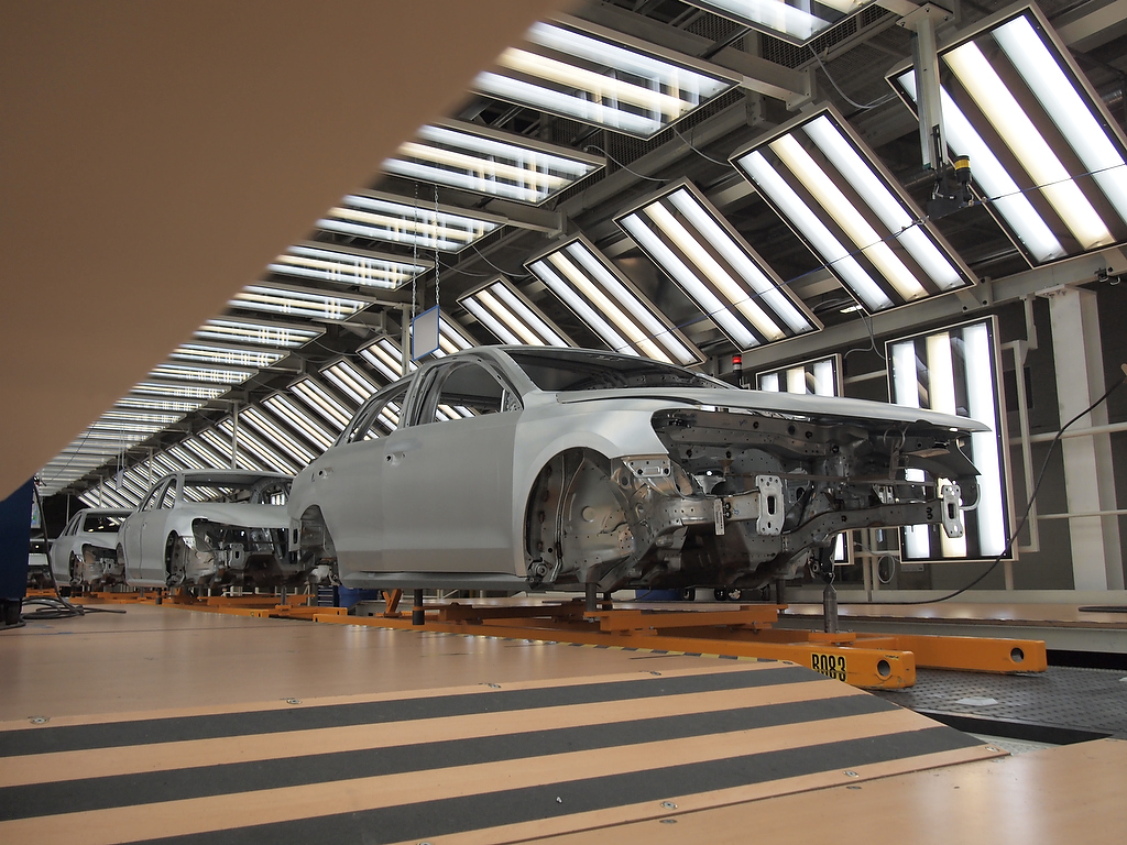 Industrial robots operating on a production line